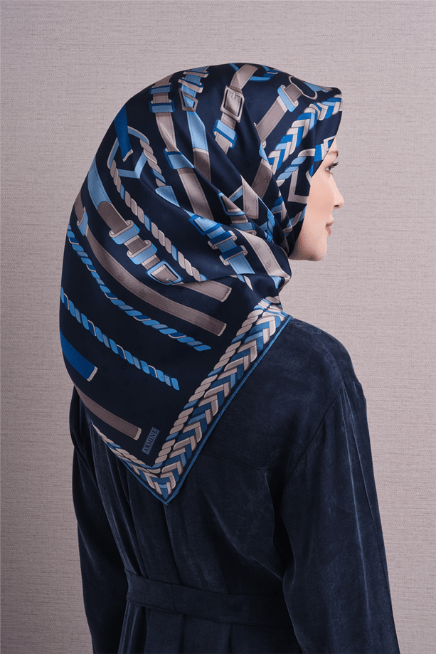 Armine Jakarlı İpek Eşarp 9607D 10 - Görsel 3