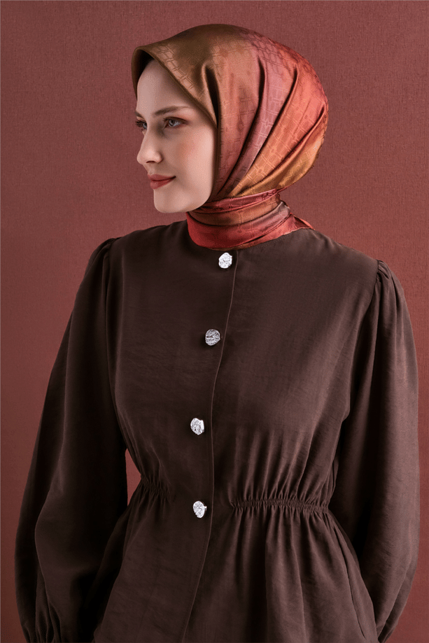 Armine Jakarlı İpek Eşarp 9647D 05 - Görsel 5