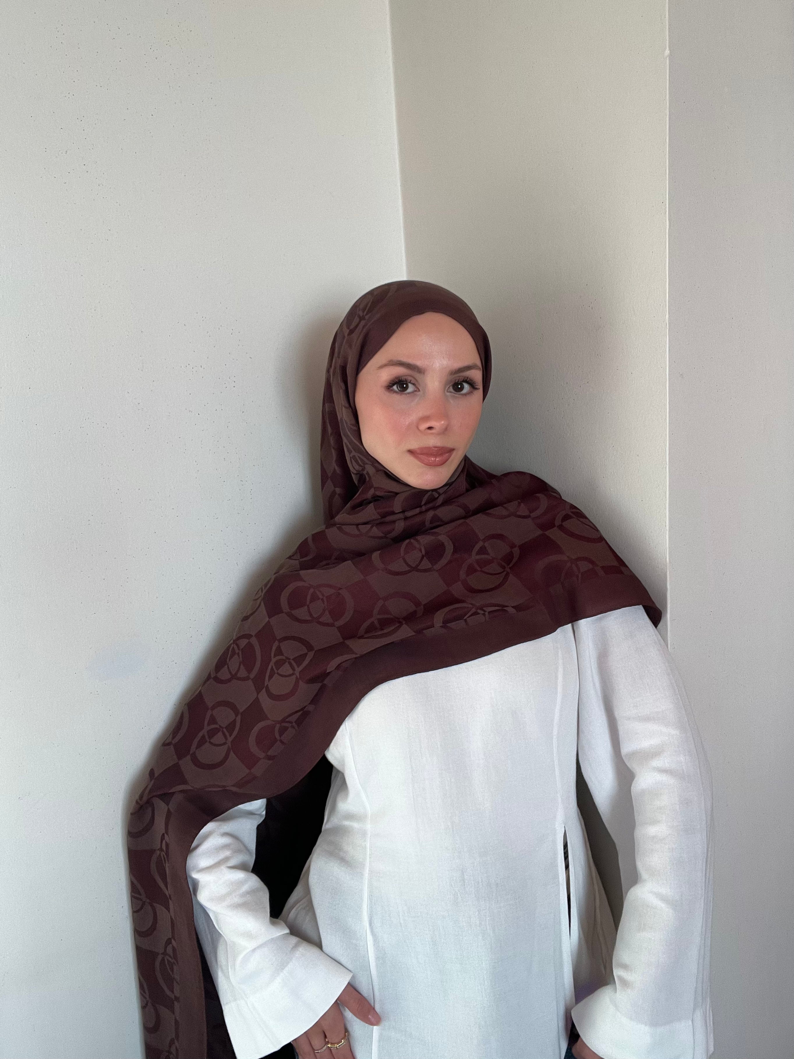Harem Pırlanta Halka Şal Kahverengi
