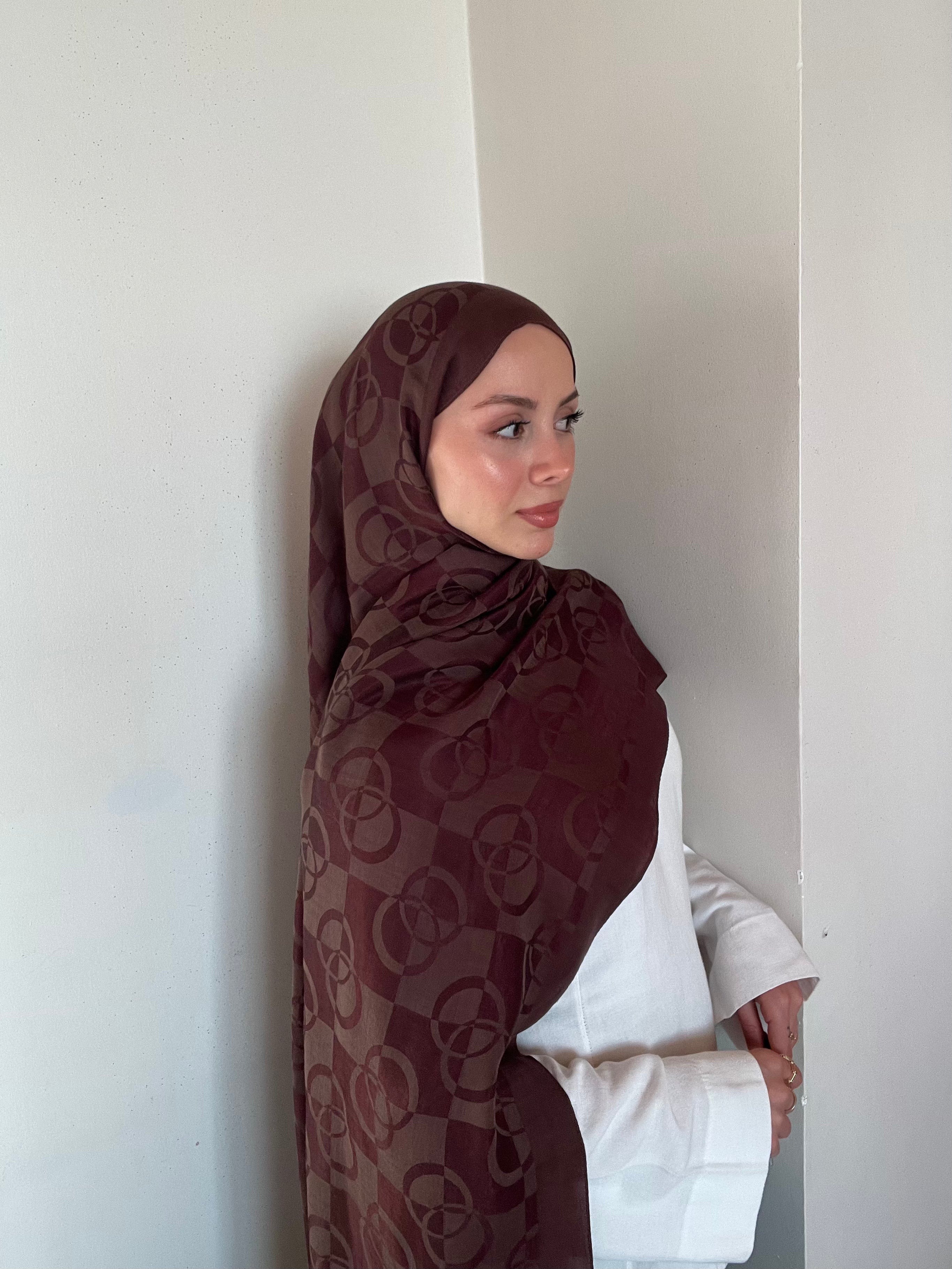 Harem Pırlanta Halka Şal Kahverengi