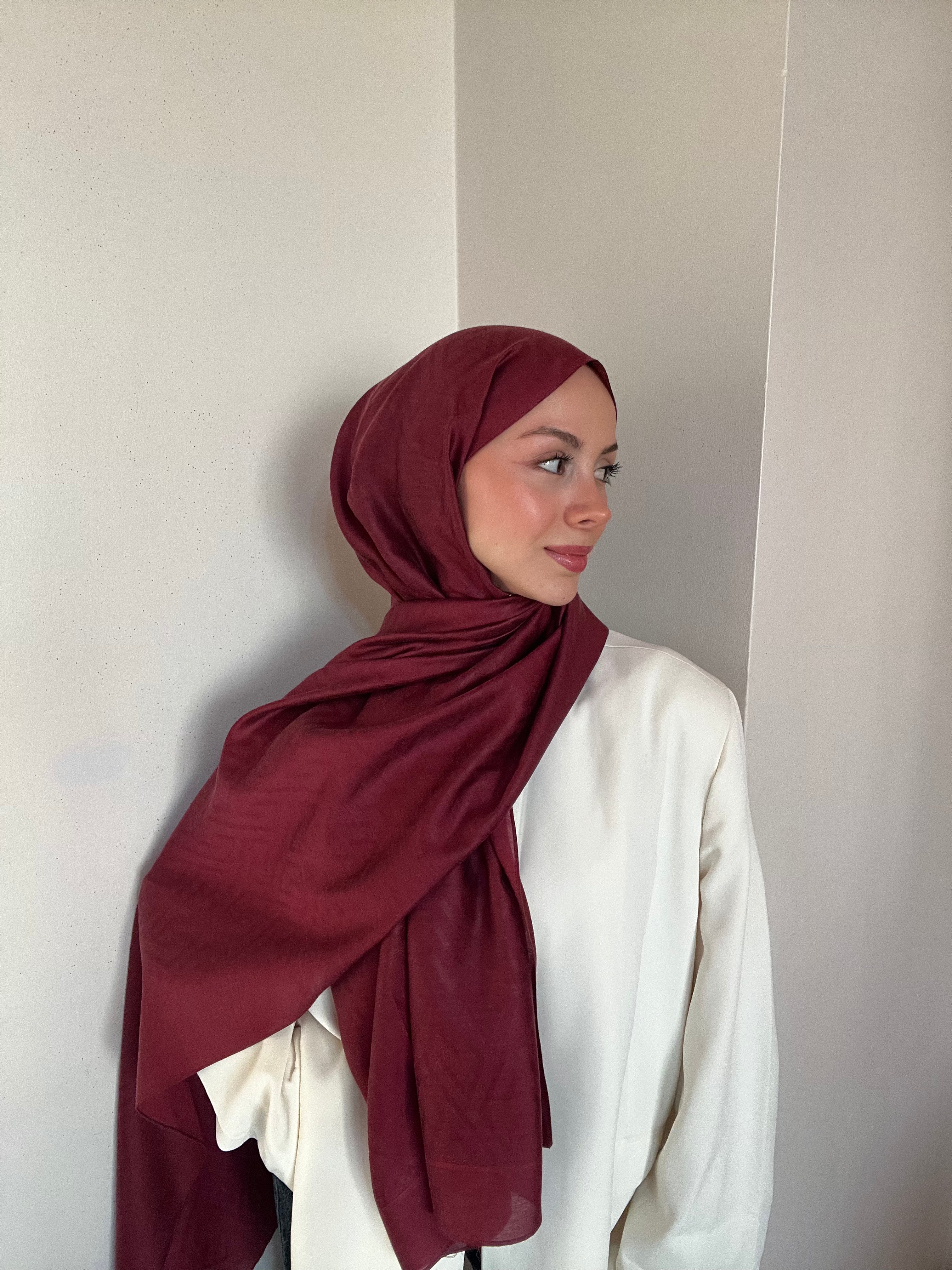 Akel Asetat Labirent Şal Bordo