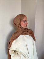Akel Asetat Üçgen Şal Camel