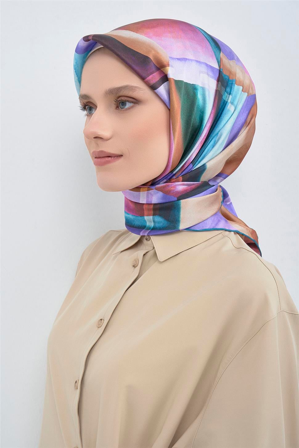 Armine 2026 İlkbahar Yaz Saf İpek Sura Eşarp 9510D 05