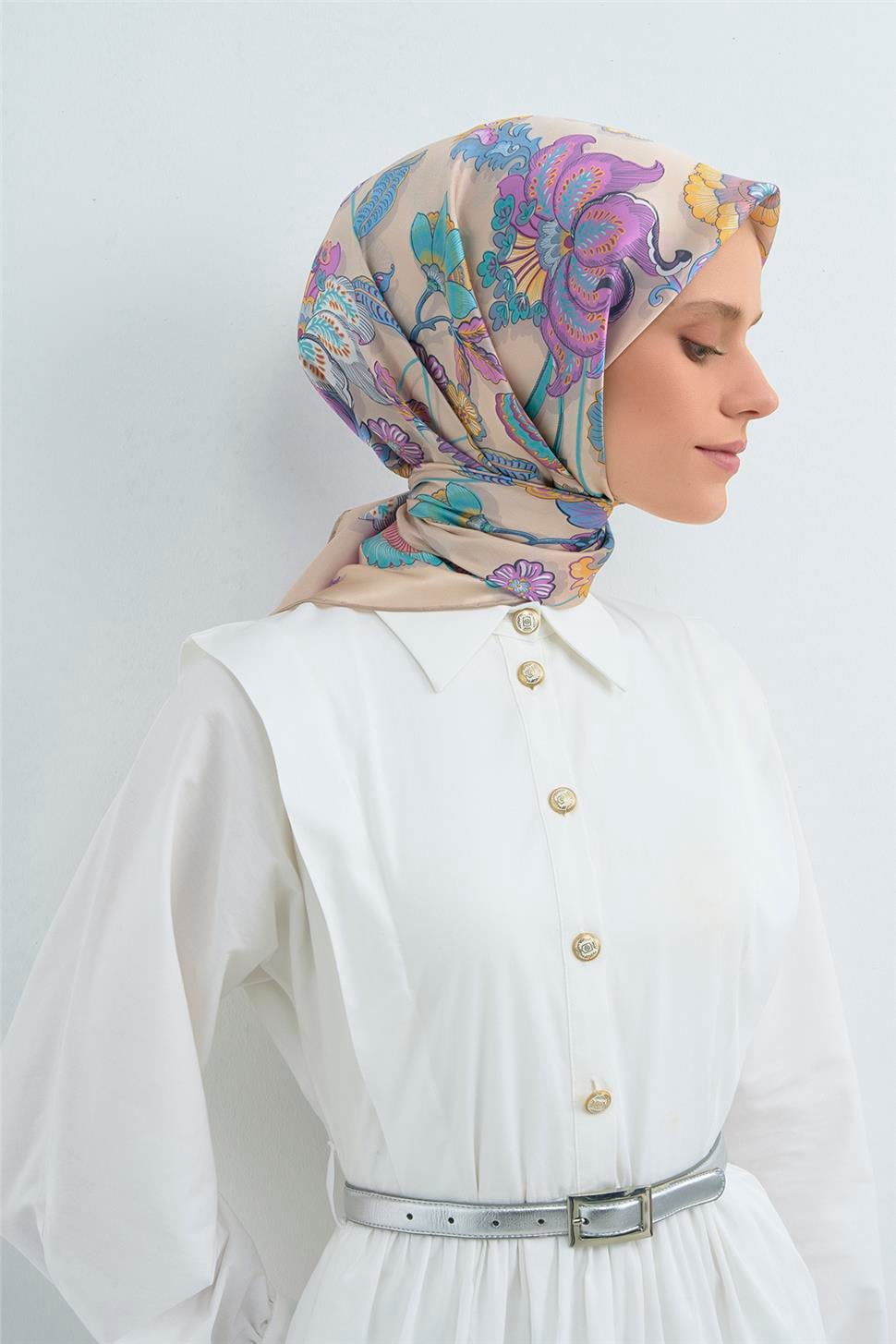 Armine 2026 İlkbahar Yaz Saf İpek Sura Eşarp 9523D 35